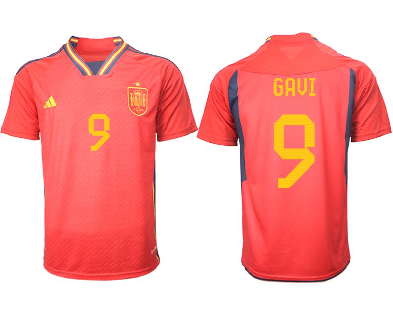 Cheap Men 2022 World Cup National Team Spain home aaa version red 9 Soccer Jersey